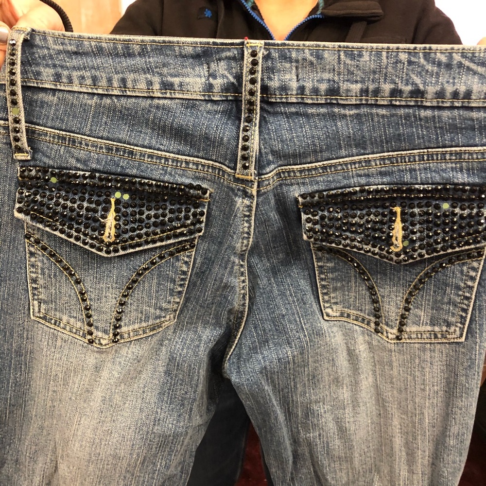 Black Beaded Pocket Jeans Jr Sz 5 by Vanilla
